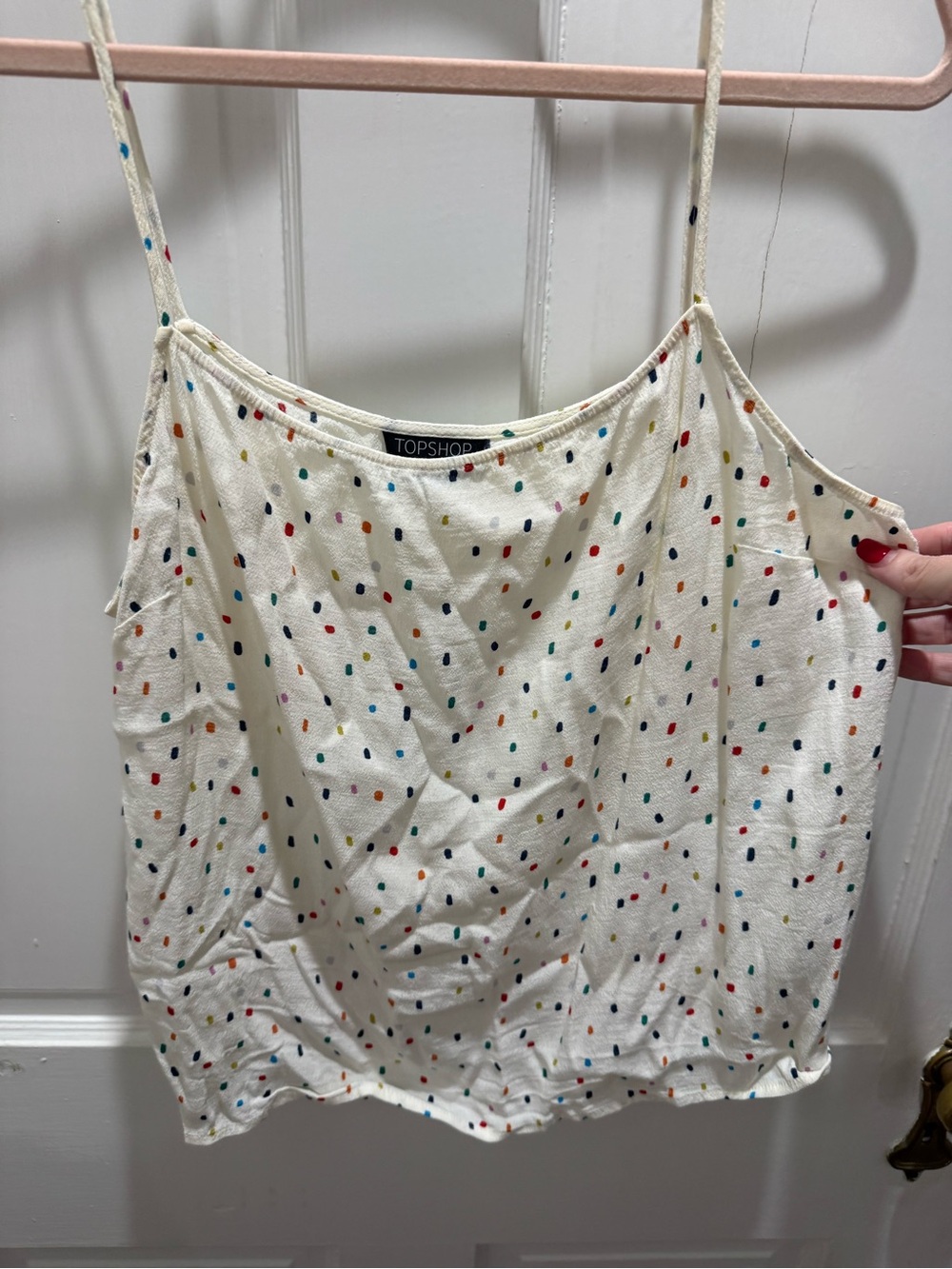 Topshop Cream Camisole with Multicolor Dot Print